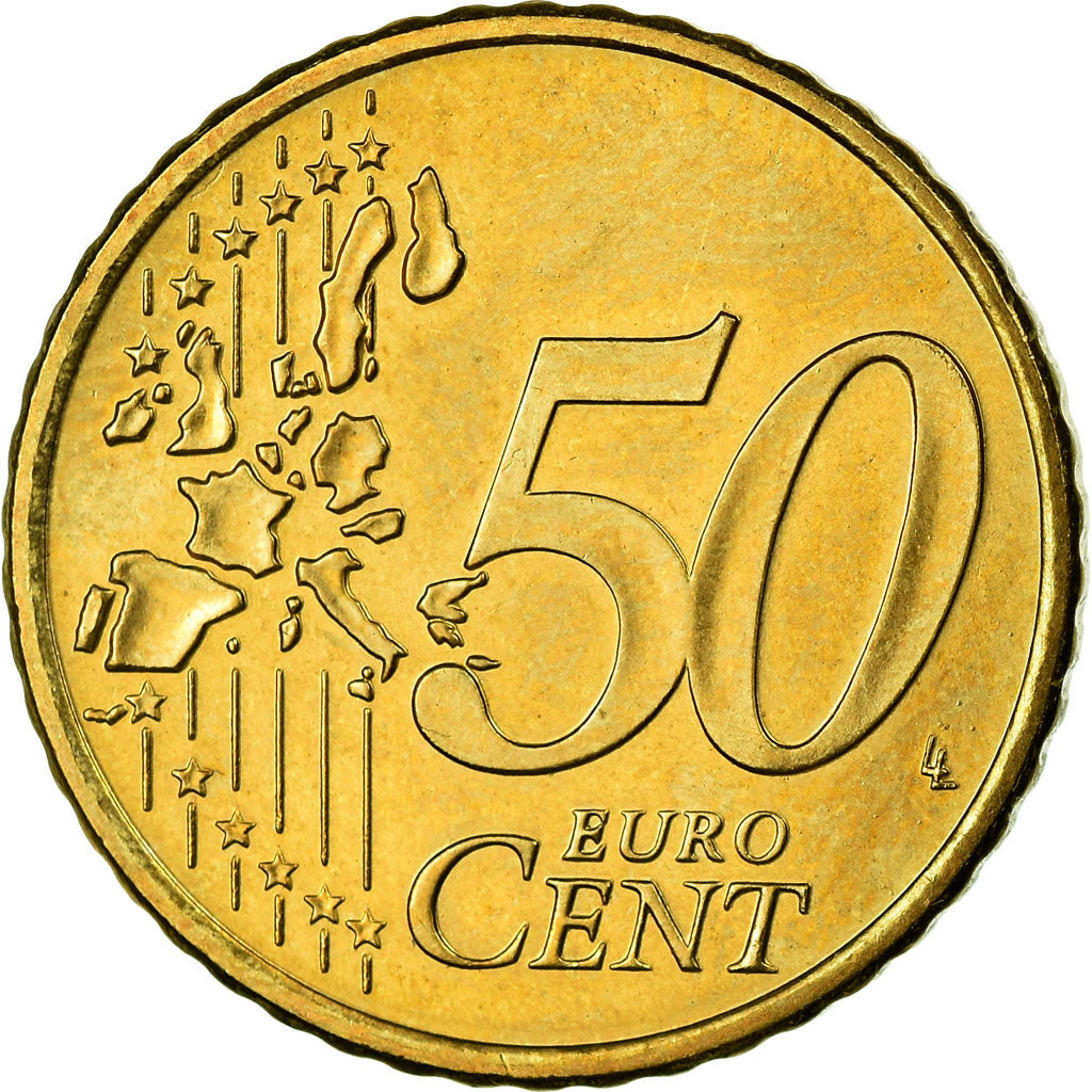 IRELAND REPUBLIC, 50 Euro Cent, 2004, AU(55-58), Brass, KM:37