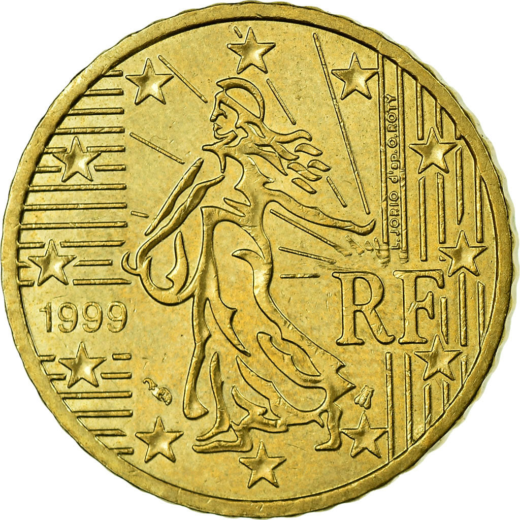 France, 50 Euro Cent, 1999, MS(63), Brass, KM:1287
