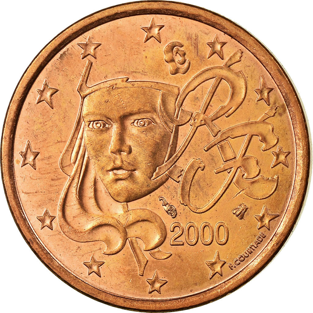 France, 5 Euro Cent, 2000, AU(55-58), Copper Plated Steel, KM:1284