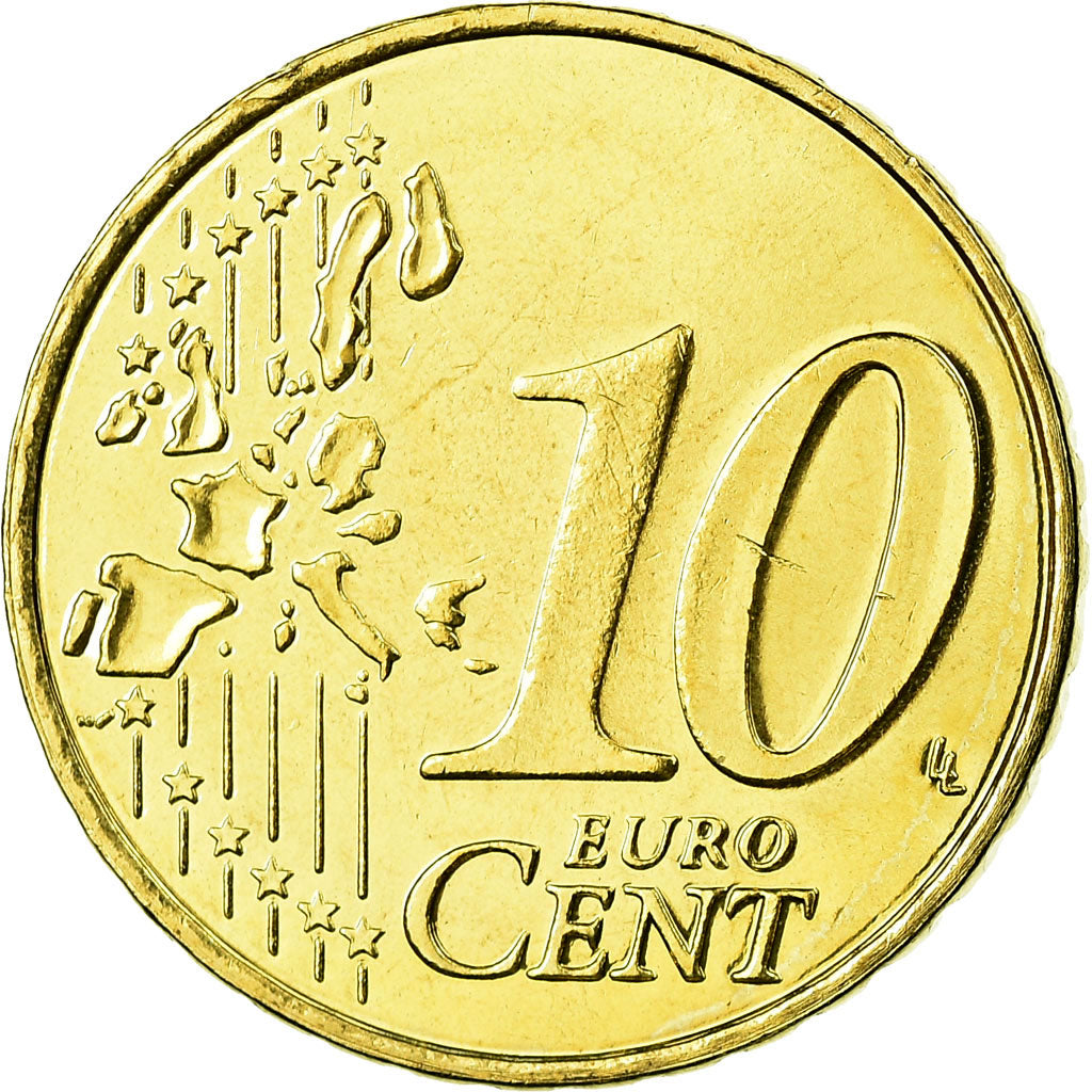 Belgium, 10 Euro Cent, 2004, MS(65-70), Brass, KM:227