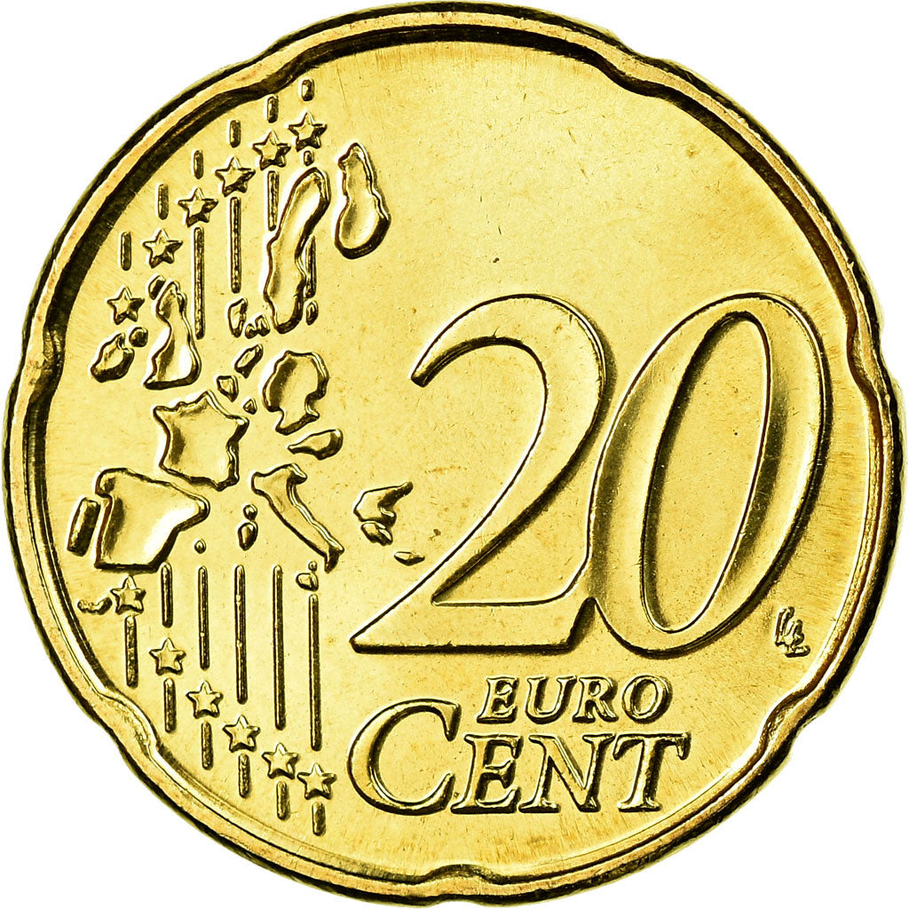 Belgium, 20 Euro Cent, 2004, MS(65-70), Brass, KM:228