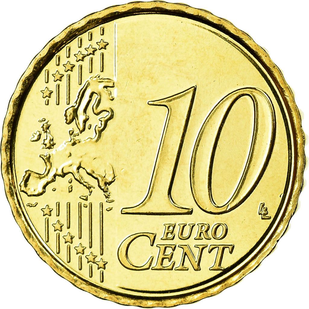 Belgium, 10 Euro Cent, 2010, MS(65-70), Brass, KM:277