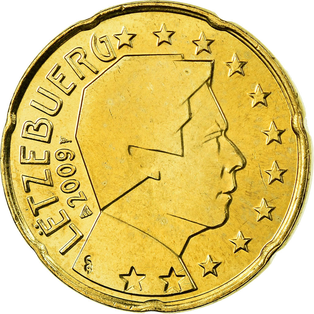 Luxembourg, 20 Euro Cent, 2009, EF(40-45), Brass, KM:90