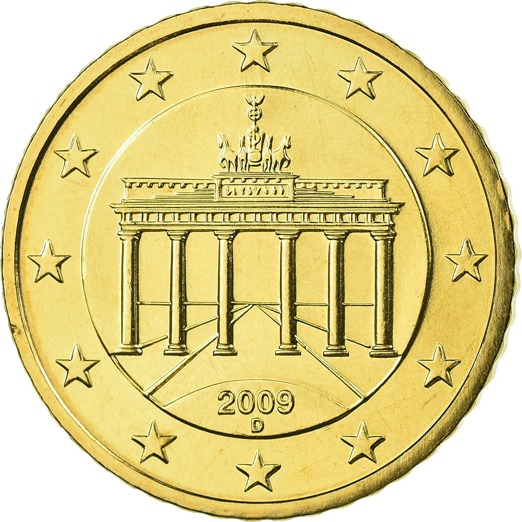 GERMANY - FEDERAL REPUBLIC, 50 Euro Cent, 2009, MS(65-70), Brass, KM:256
