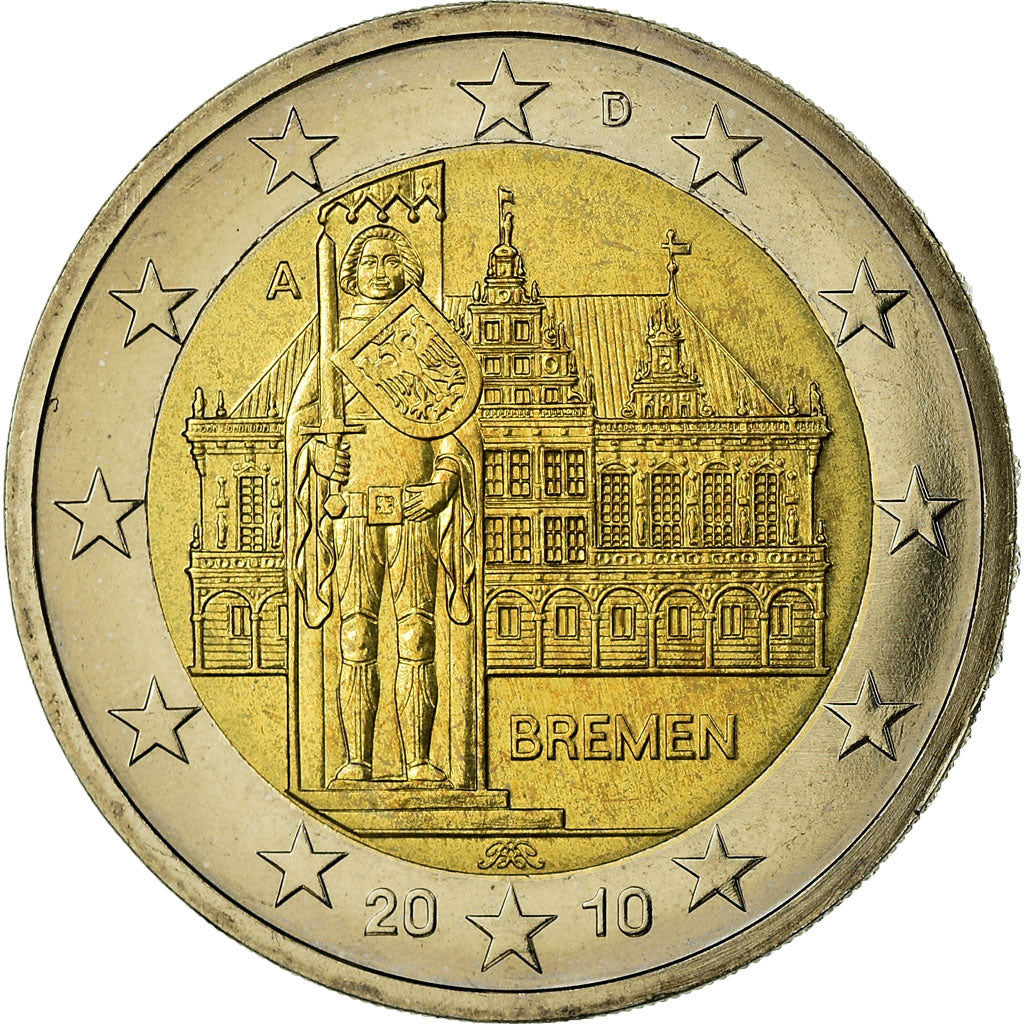 GERMANIA - REPUBBLICA FEDERALE, 2 Euro, 2010, BB, Bi-metallico, KM:285