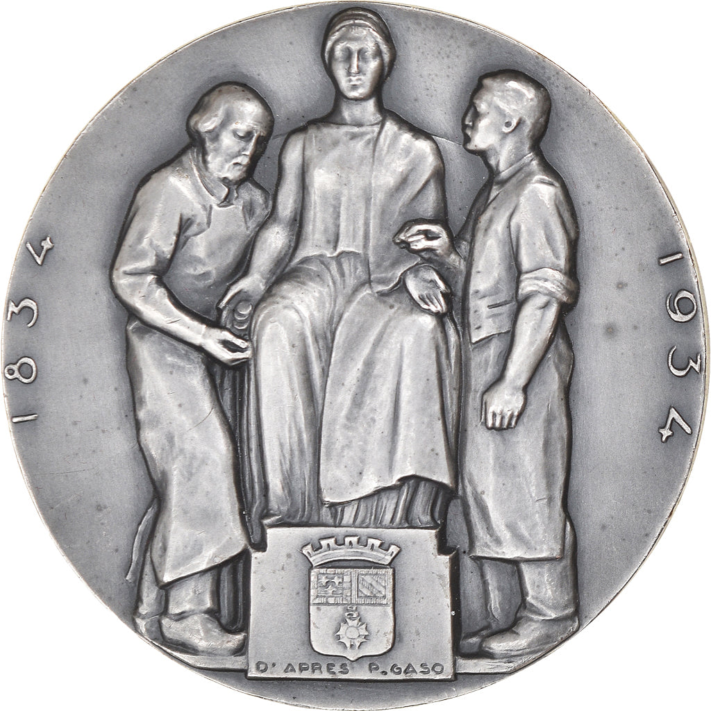 France, Medal, Caisse d'Epargne de Dijon, Bank, 1934, A. Guzman, MS(60-62)