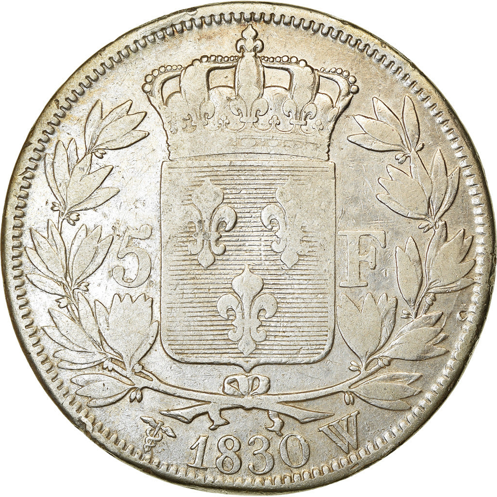 Moneda, Francia, Charles X, 5 Francs, 1830, Lille, BC+, Plata, KM:728.13