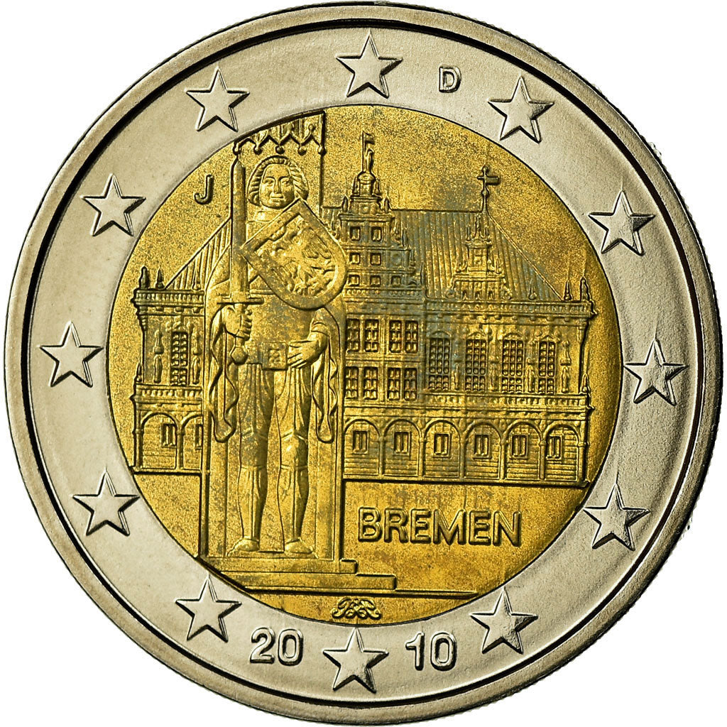 ALEMANHA - REPÚBLICA FEDERAL, 2 Euro, 2010, AU(55-58), Bimetálico, KM:285