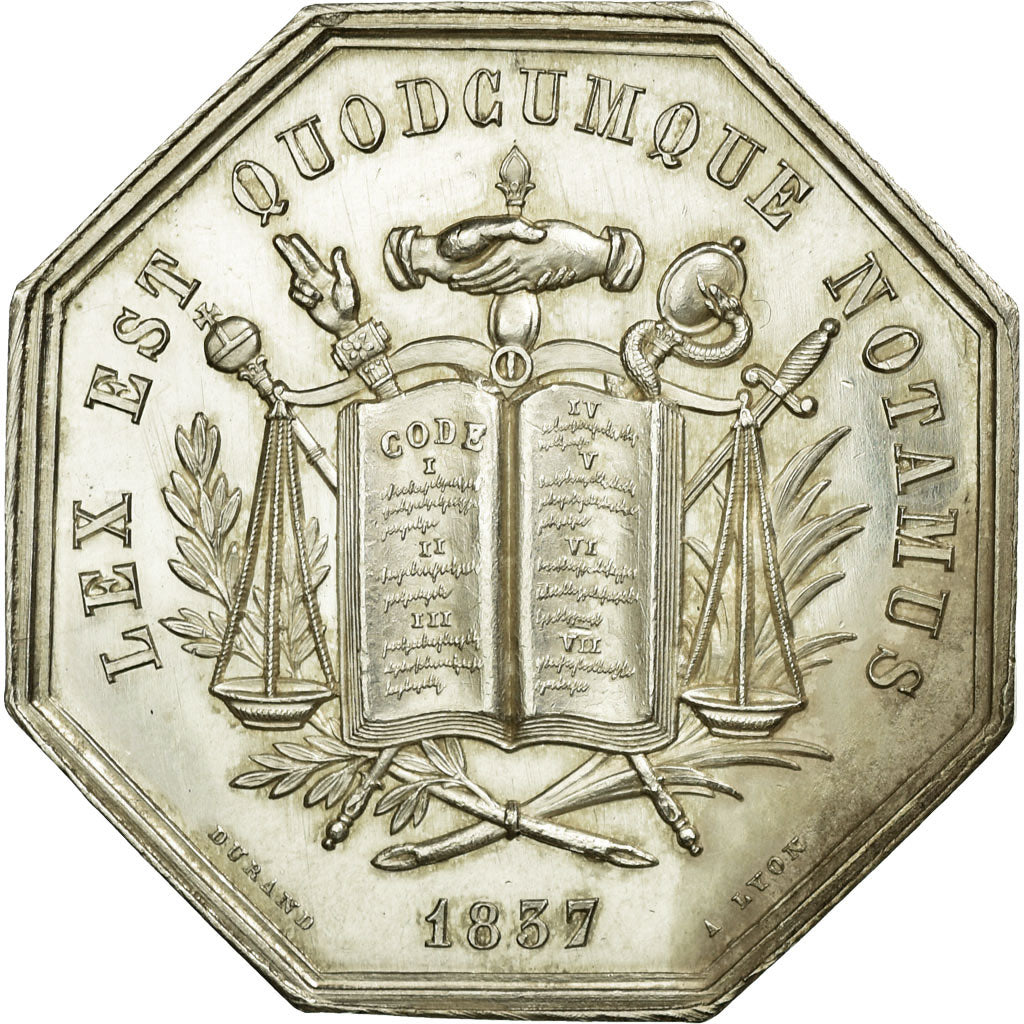 France, Token, Notary, 1837, AU(55-58), Silver, Lerouge:435