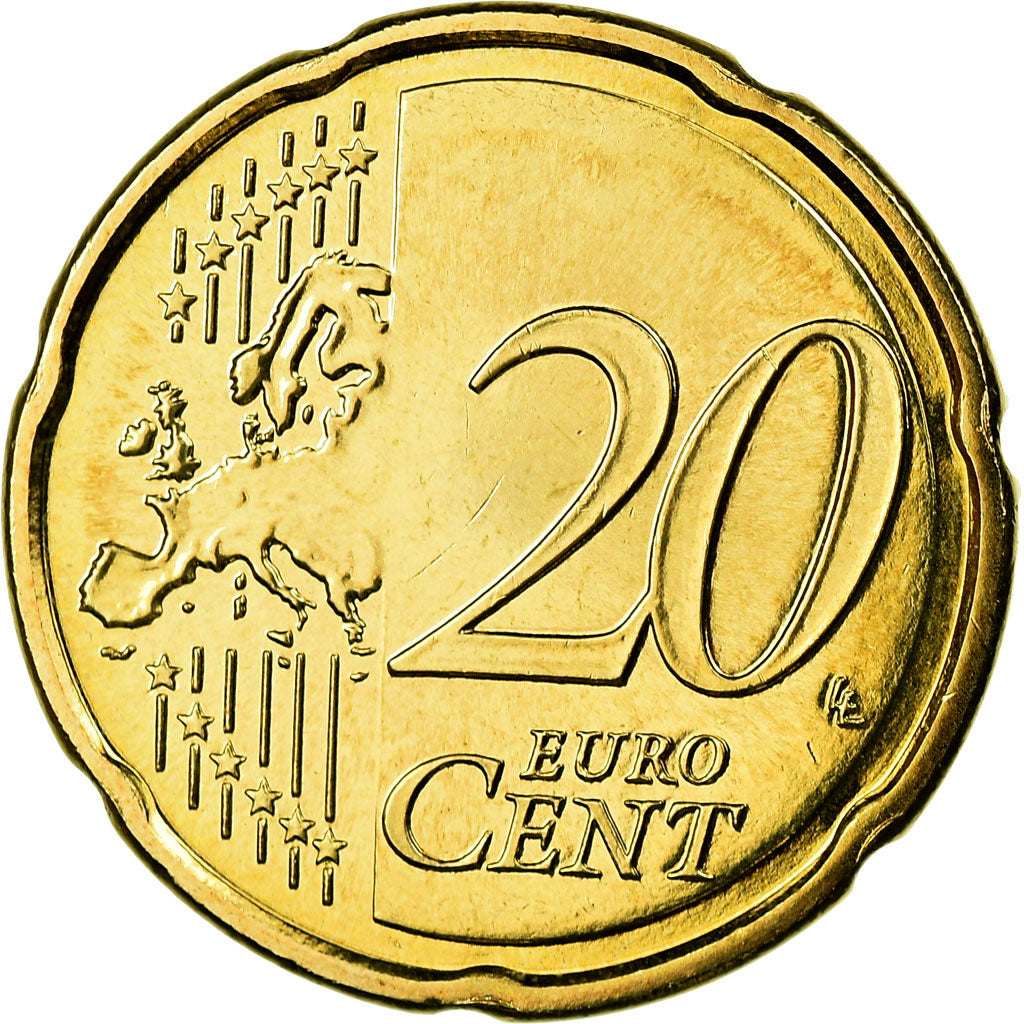 France, 20 Euro Cent, 2010, MS(65-70), Brass, KM:1411