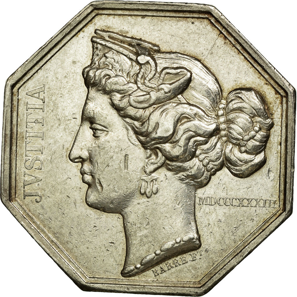 France, Token, Notary, 1833, MS(60-62), Silver, Lerouge:413