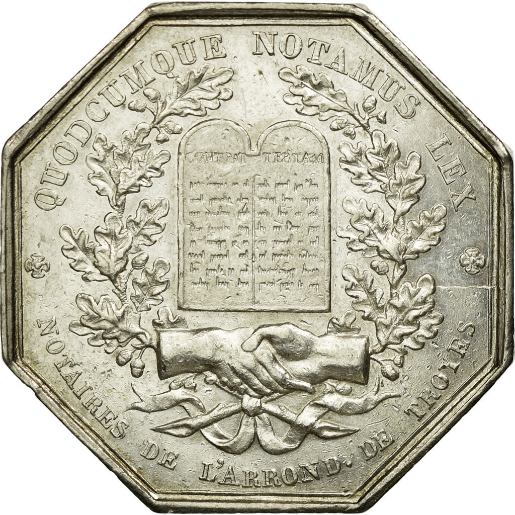 France, Token, Notary, 1833, MS(60-62), Silver, Lerouge:413