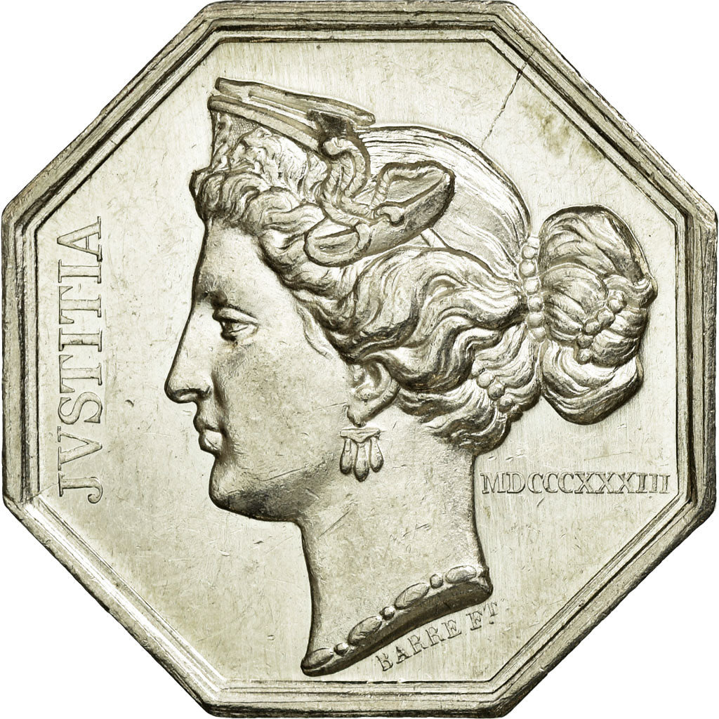 France, Token, Notary, 1833, MS(60-62), Silver, Lerouge:413