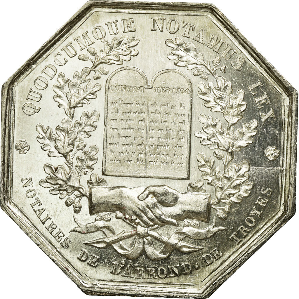 France, Token, Notary, 1833, MS(60-62), Silver, Lerouge:413