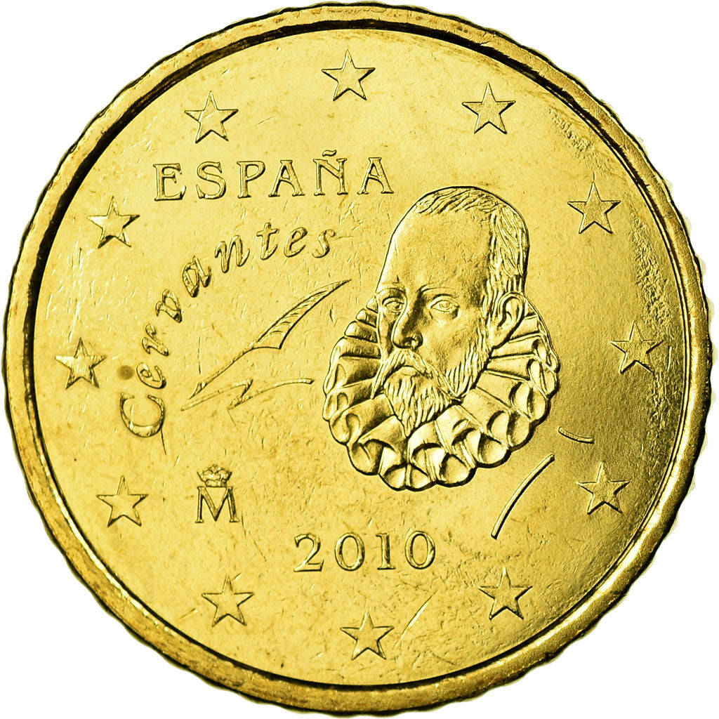 Hiszpania, 50 Euro Cent, 2010, Madrid, MS(63), Mosiądz, KM:1149