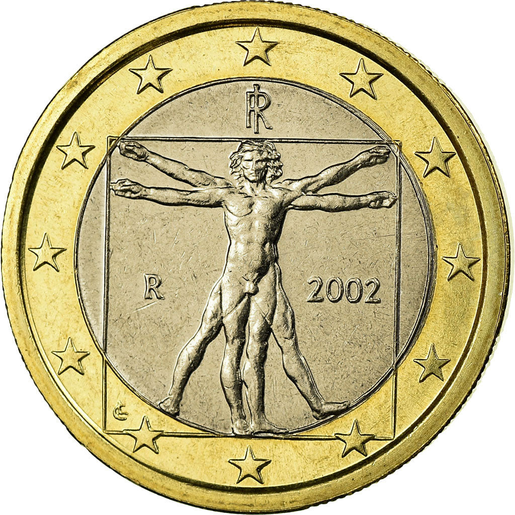 Italy, Euro, 2002, MS(63), Bi-Metallic, KM:216