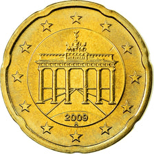 GERMANY - FEDERAL REPUBLIC, 20 Euro Cent, 2009, MS(63), Brass, KM:255
