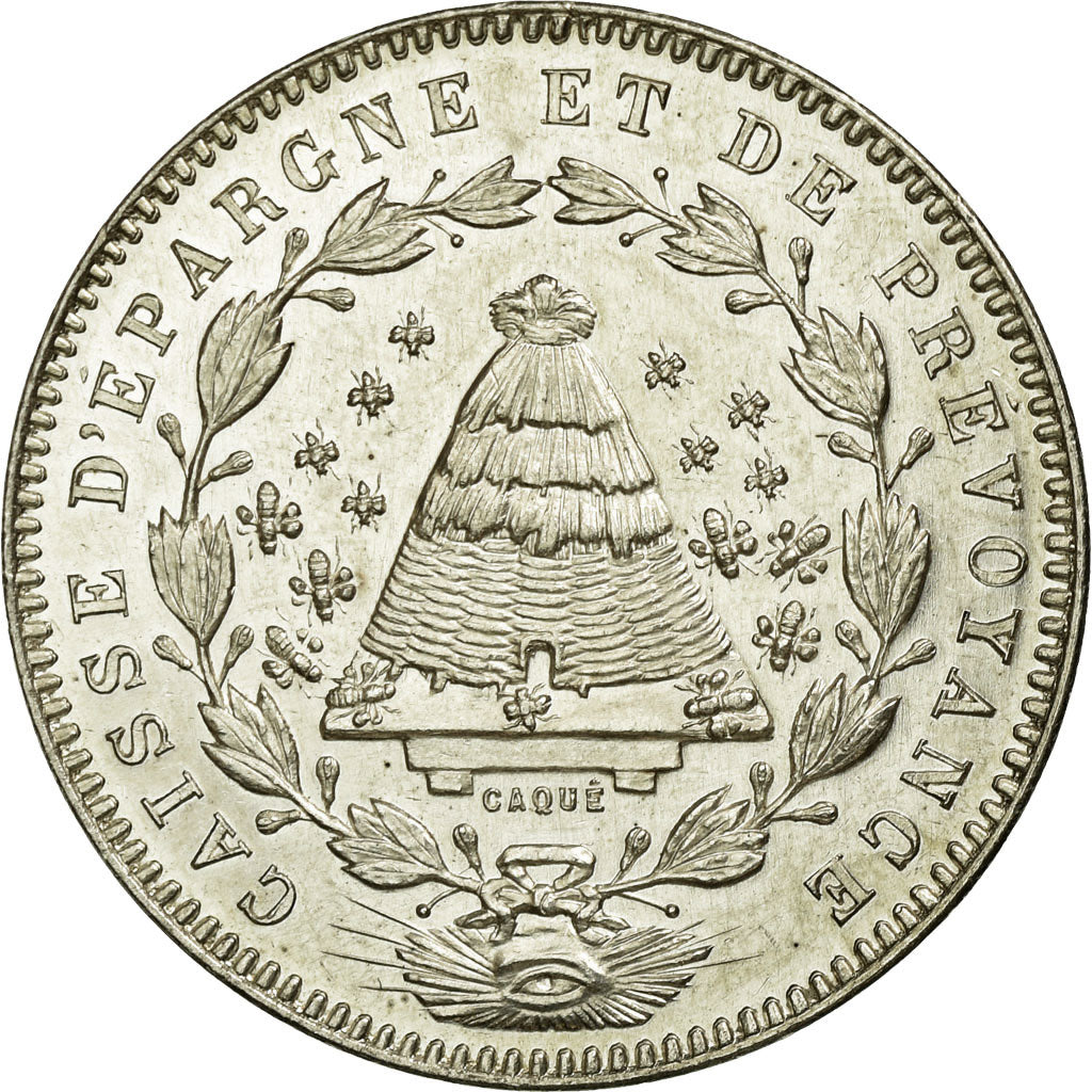 France, Token, Savings Bank, MS(60-62), Silver, Jacqmin:2