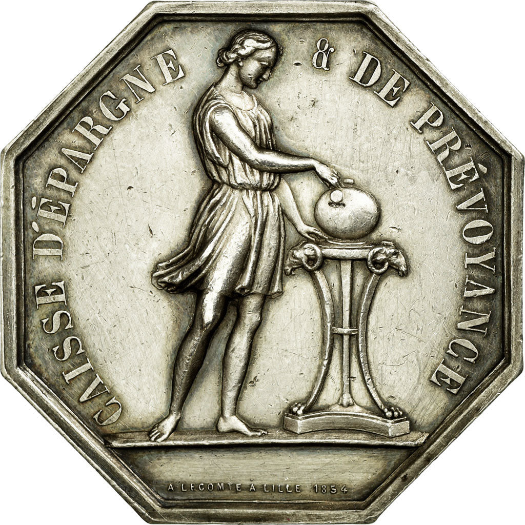 France, Token, Savings Bank, AU(55-58), Silver, Jacqmin:39