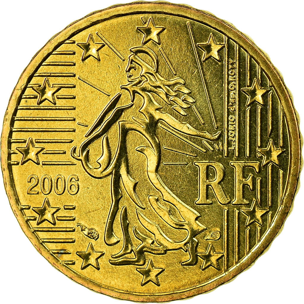 Francja, 10 Euro Cent, 2006, Paris, MS(63), Mosiądz, KM:1285