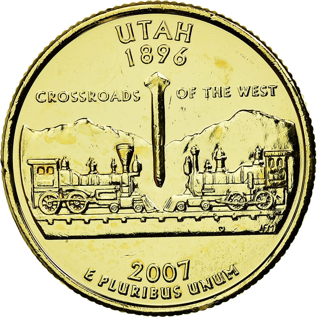 Moneda, Estados Unidos, Utah, Quarter, 2007, golden, EBC, Cobre - níquel