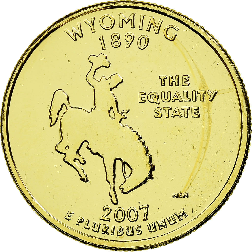 Moneda, Estados Unidos, Wyoming, Quarter, 2007, golden, EBC, Cobre - níquel