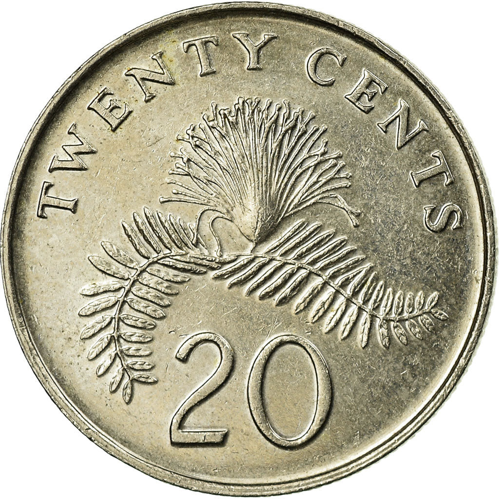 Coin, Singapore, 20 Cents, 2007, Singapore Mint, EF(40-45), Copper-nickel