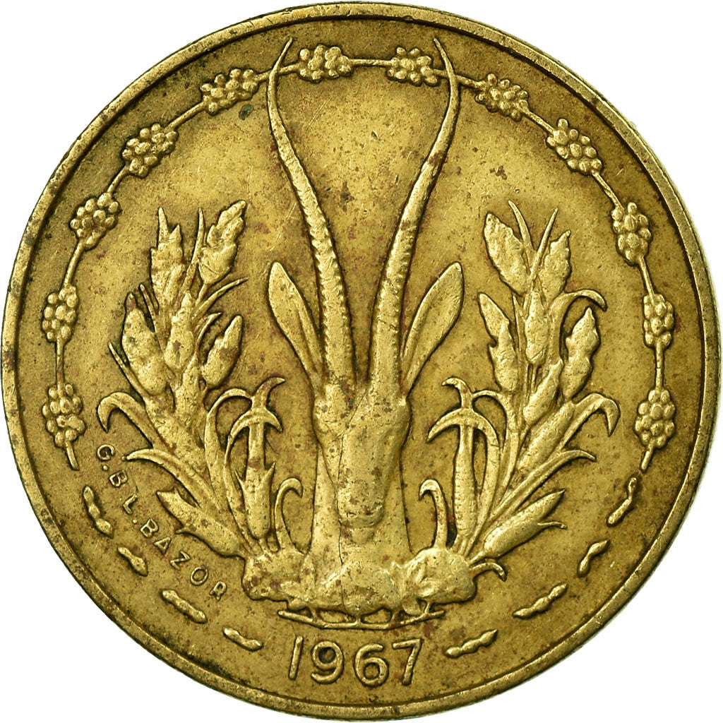 Münze, West African States, 5 Francs, 1967, Paris, SS, Aluminum-Nickel-Bronze