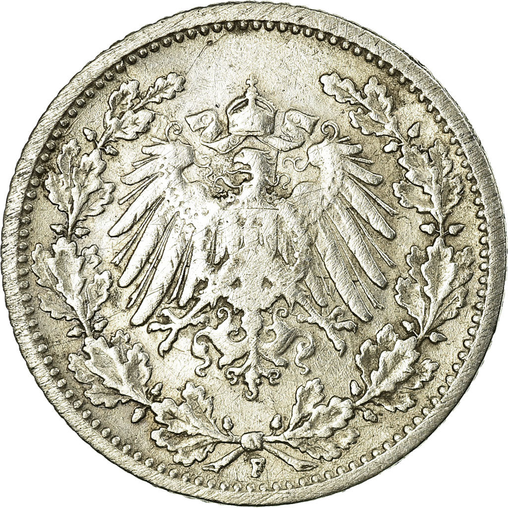 Coin, GERMANY - EMPIRE, 1/2 Mark, 1905, Stuttgart, VF(30-35), Silver, KM:17
