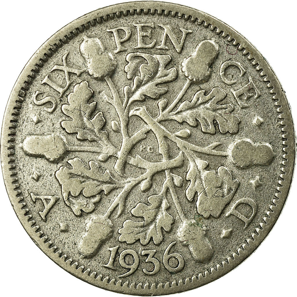 Coin, Great Britain, George V, 6 Pence, 1936, EF(40-45), Silver, KM:832