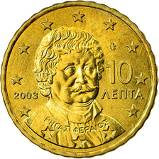 Grecia, 10 Euro Cent, 2003, SPL, Ottone, KM:184