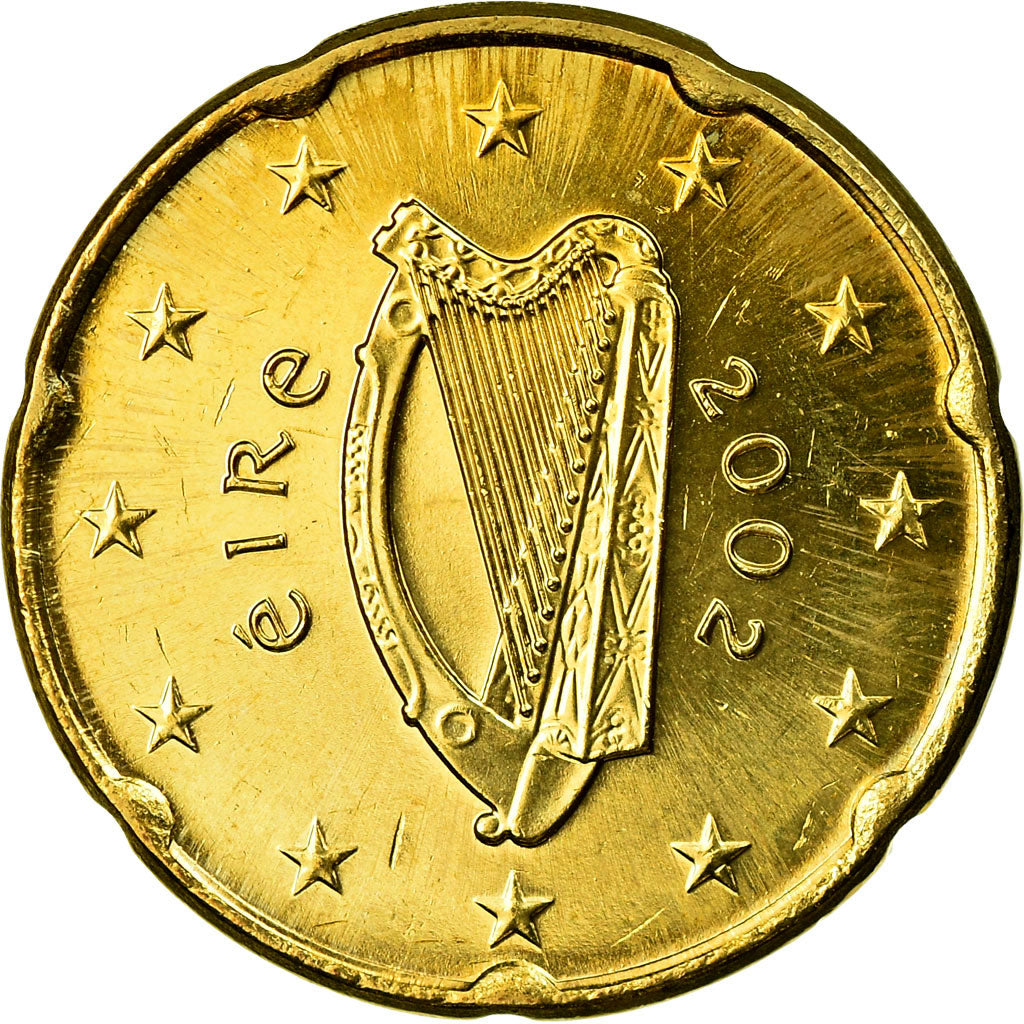 IRELAND REPUBLIC, 20 Euro Cent, 2002, SPL, Laiton, KM:36