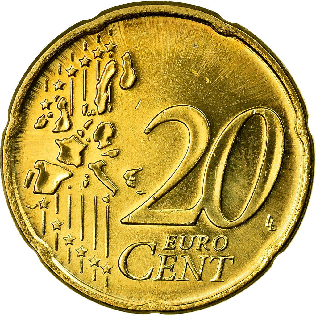 IRELAND REPUBLIC, 20 Euro Cent, 2002, SPL, Laiton, KM:36