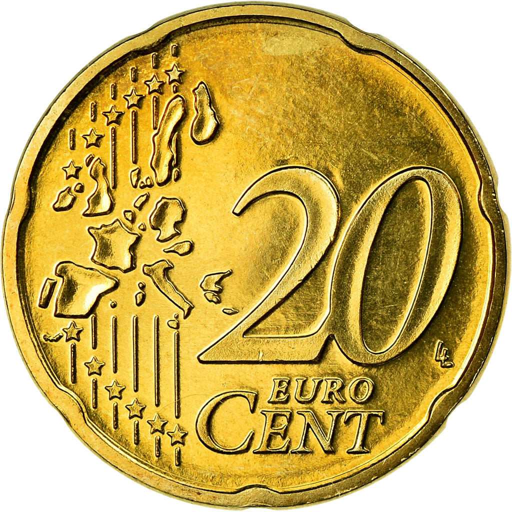 Luxemburg, 20 Euro Cent, 2002, UNZ, Messing, KM:79