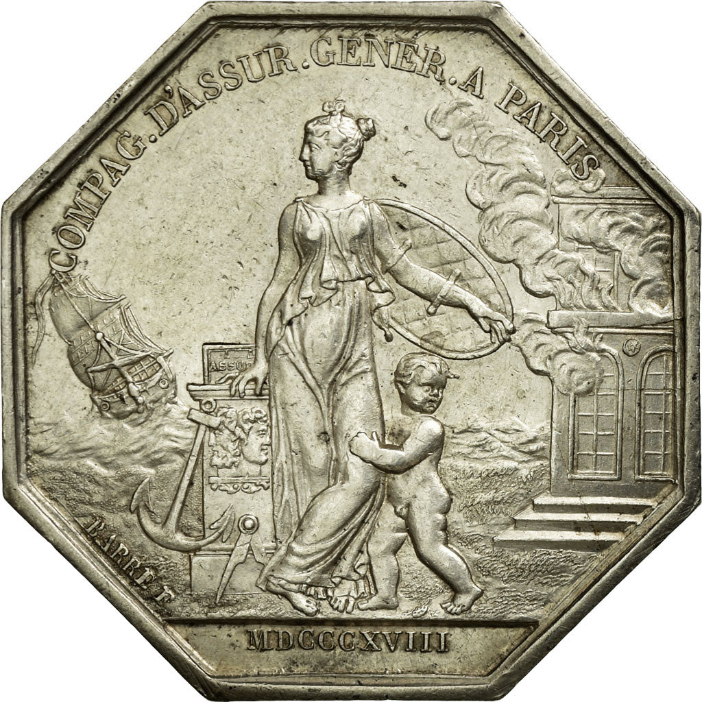 France, Token, Insurance, 1818, AU(55-58), Silver, Gailhouste:94