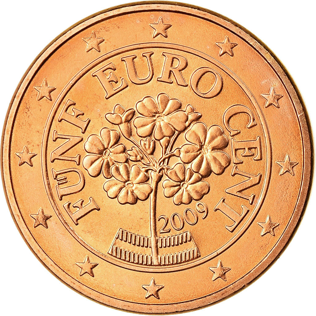 Austria, 5 Euro Cent, 2009, SC, Cobre chapado en acero, KM:3084