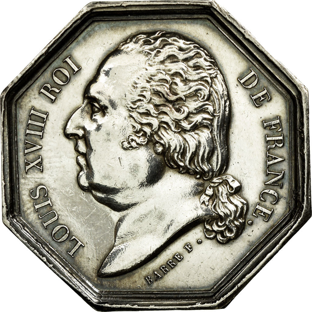 France, Token, Insurance, 1818, AU(55-58), Silver