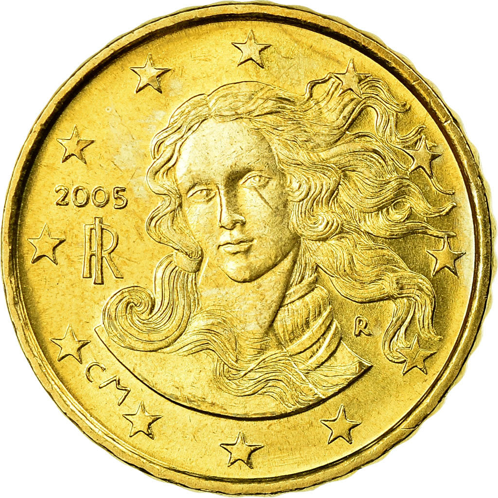 Italy, 10 Euro Cent, 2005, MS(63), Brass, KM:213