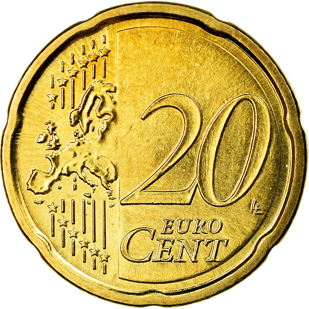 Italy, 20 Euro Cent, 2009, MS(63), Brass, KM:248