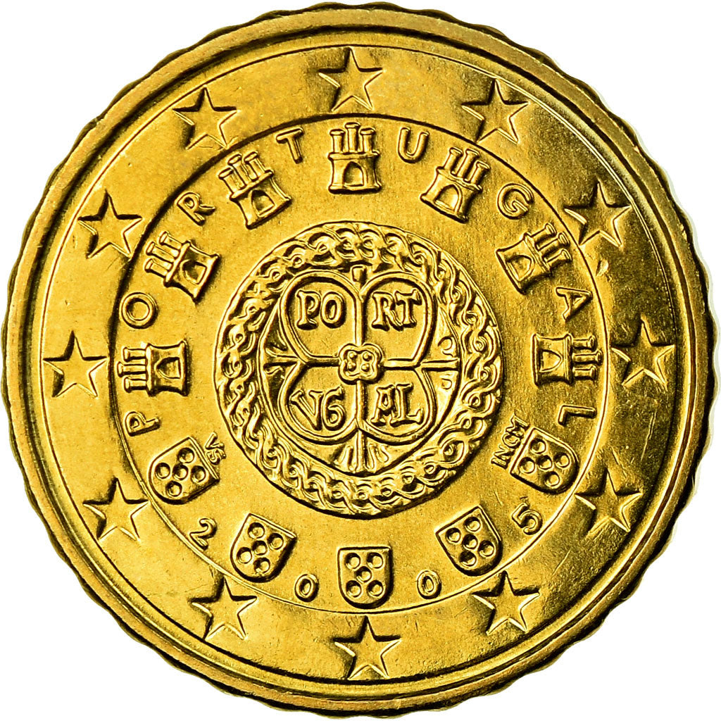 Portugal, 10 Euro Cent, 2005, MS(63), Brass, KM:743