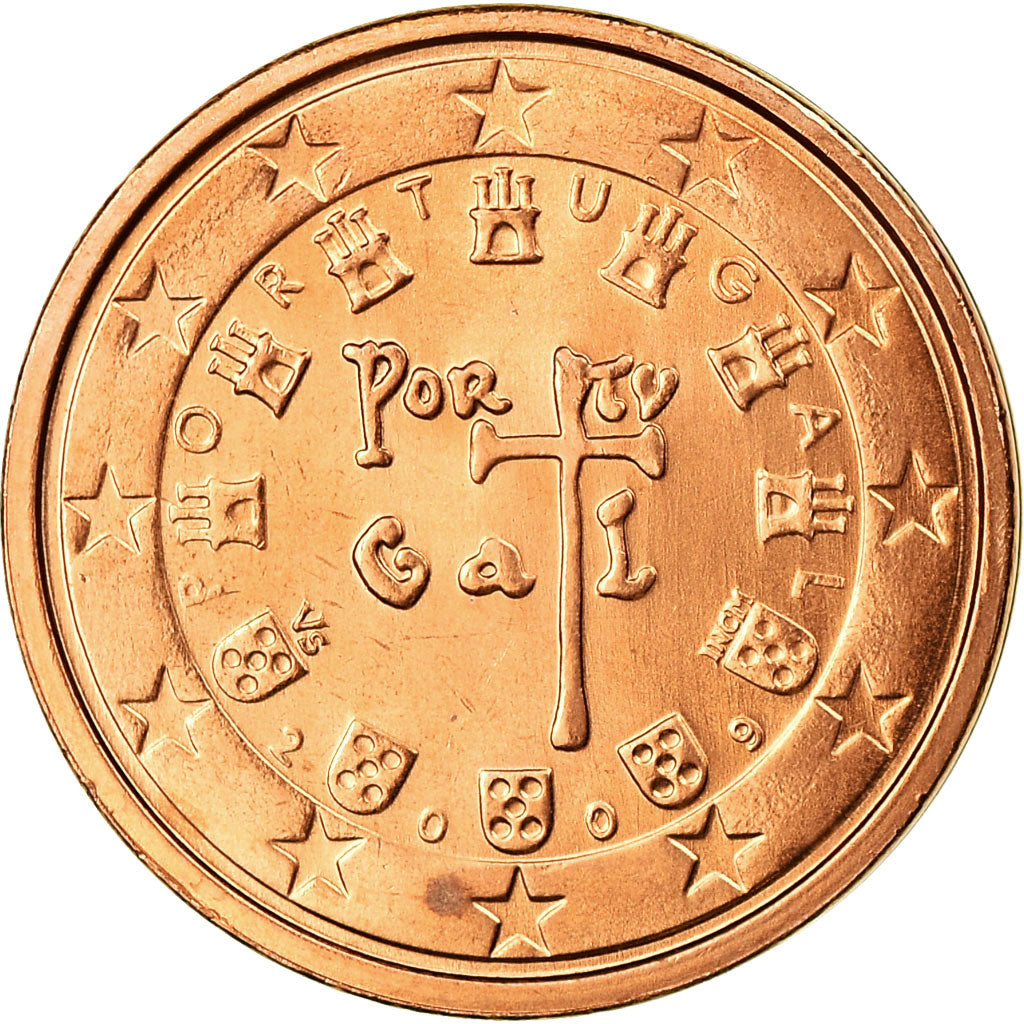 Portugal, 2 Euro Cent, 2009, UNZ, Copper Plated Steel, KM:741