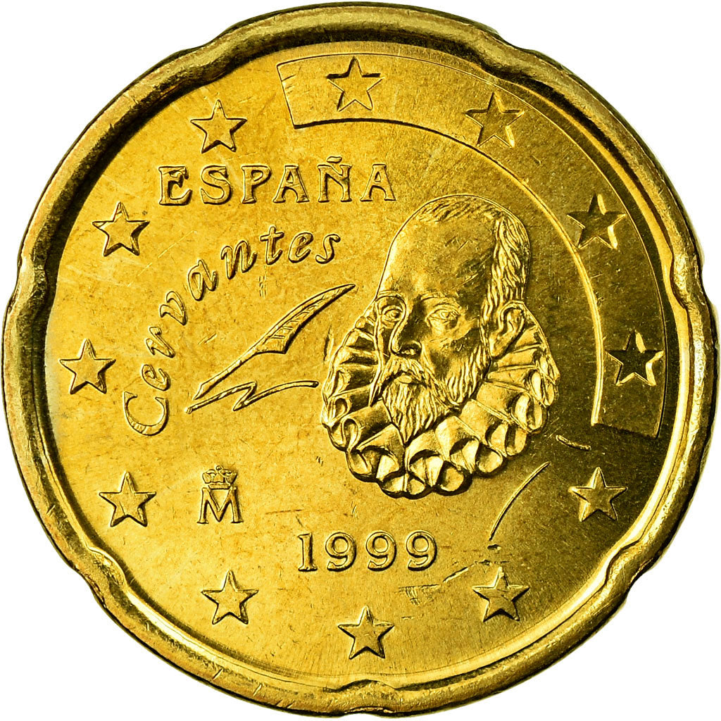 Espagne, 20 Euro Cent, 1999, SPL, Laiton, KM:1044
