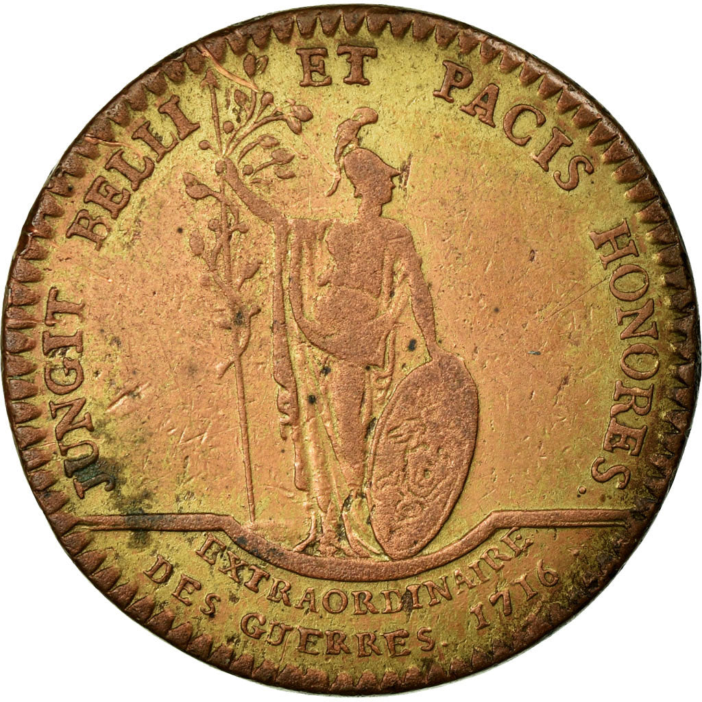 France, Token, Royal, 1716, EF(40-45), Copper, Feuardent:761