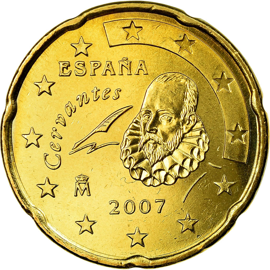 Spain, 20 Euro Cent, 2007, MS(63), Brass, KM:1071
