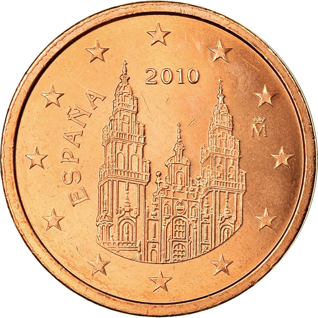 Spanien, 2 Euro Cent, 2010, UNZ, Copper Plated Steel, KM:1145