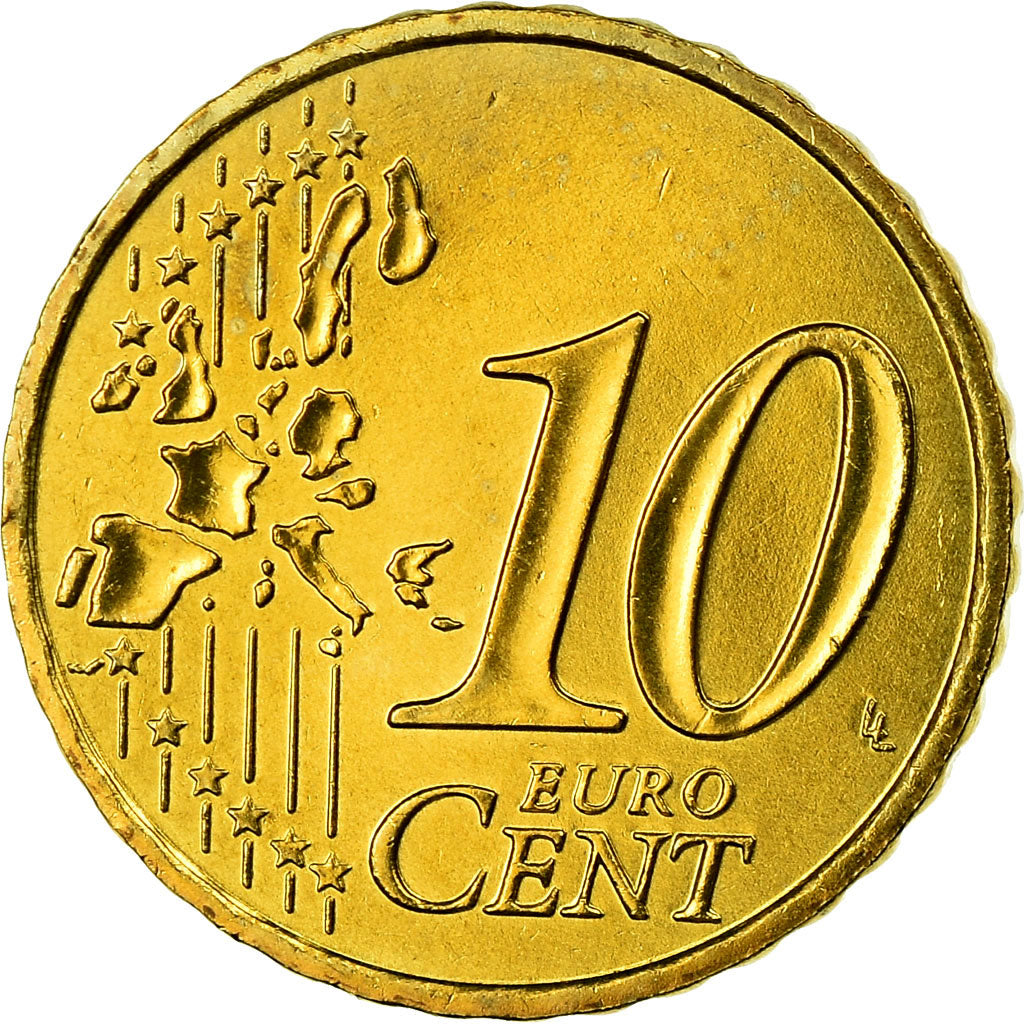 Francja, 10 Euro Cent, 2000, Paris, MS(63), Mosiądz, KM:1285