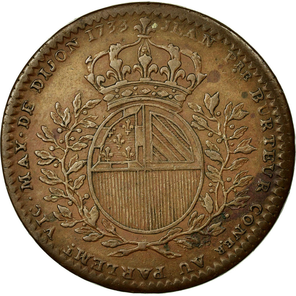 France, Token, Royal, 1733, AU(50-53), Copper, Feuardent:10095