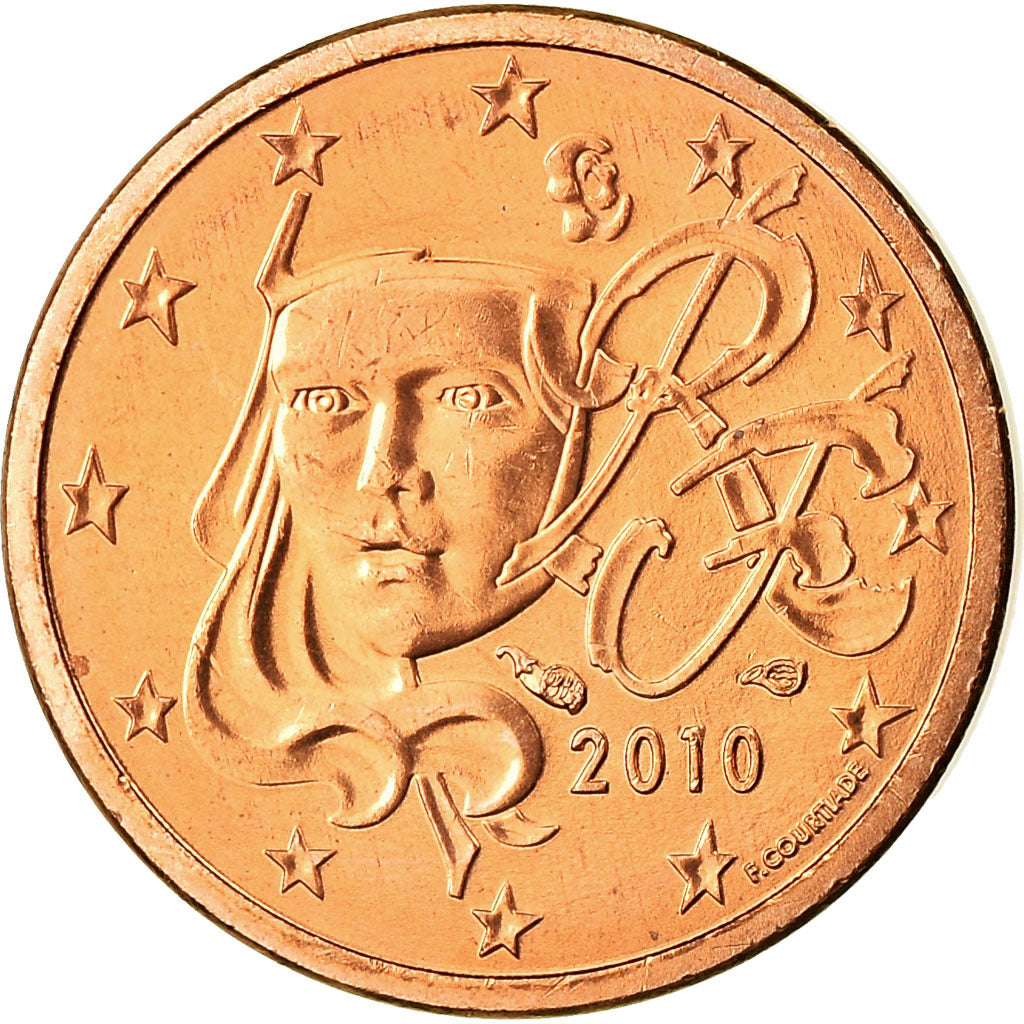 Francia, Euro Cent, 2010, SPL, Acciaio placcato rame, KM:1282
