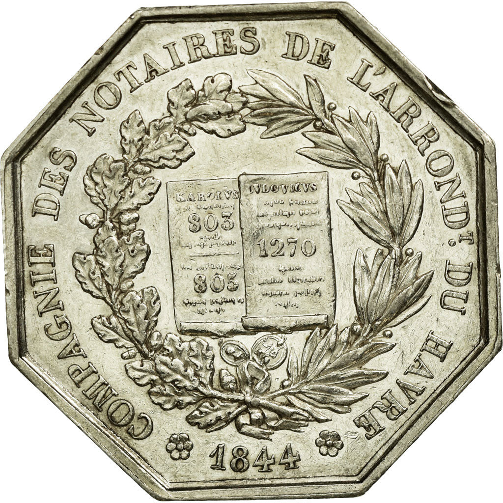 Francia, Token, Notary, 1844, EBC, Plata, Lerouge:146