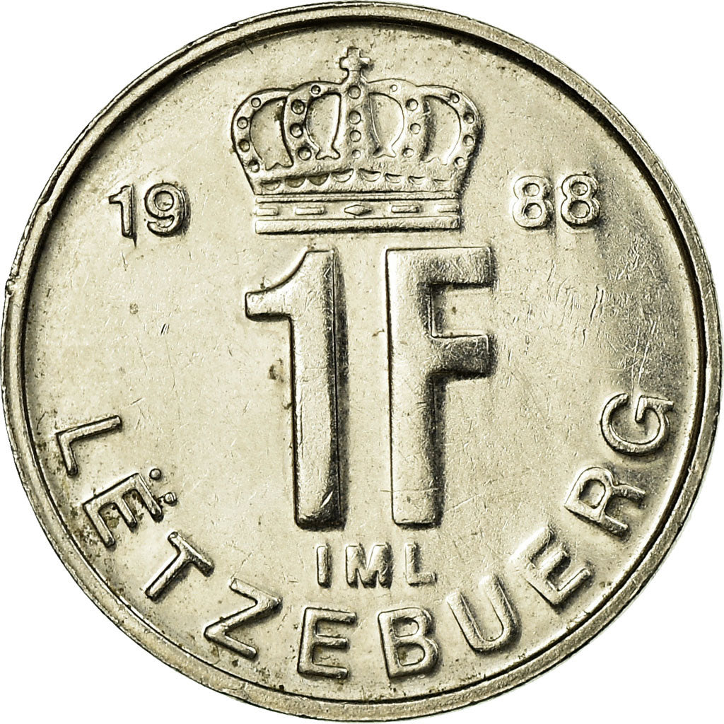 Coin, Luxembourg, Jean, Franc, 1988, AU(55-58), Nickel plated steel, KM:63